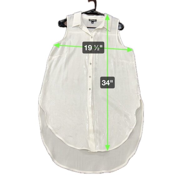 Prelude Sleeveless Button Down Blouse White Sz L - Picture 9 of 10